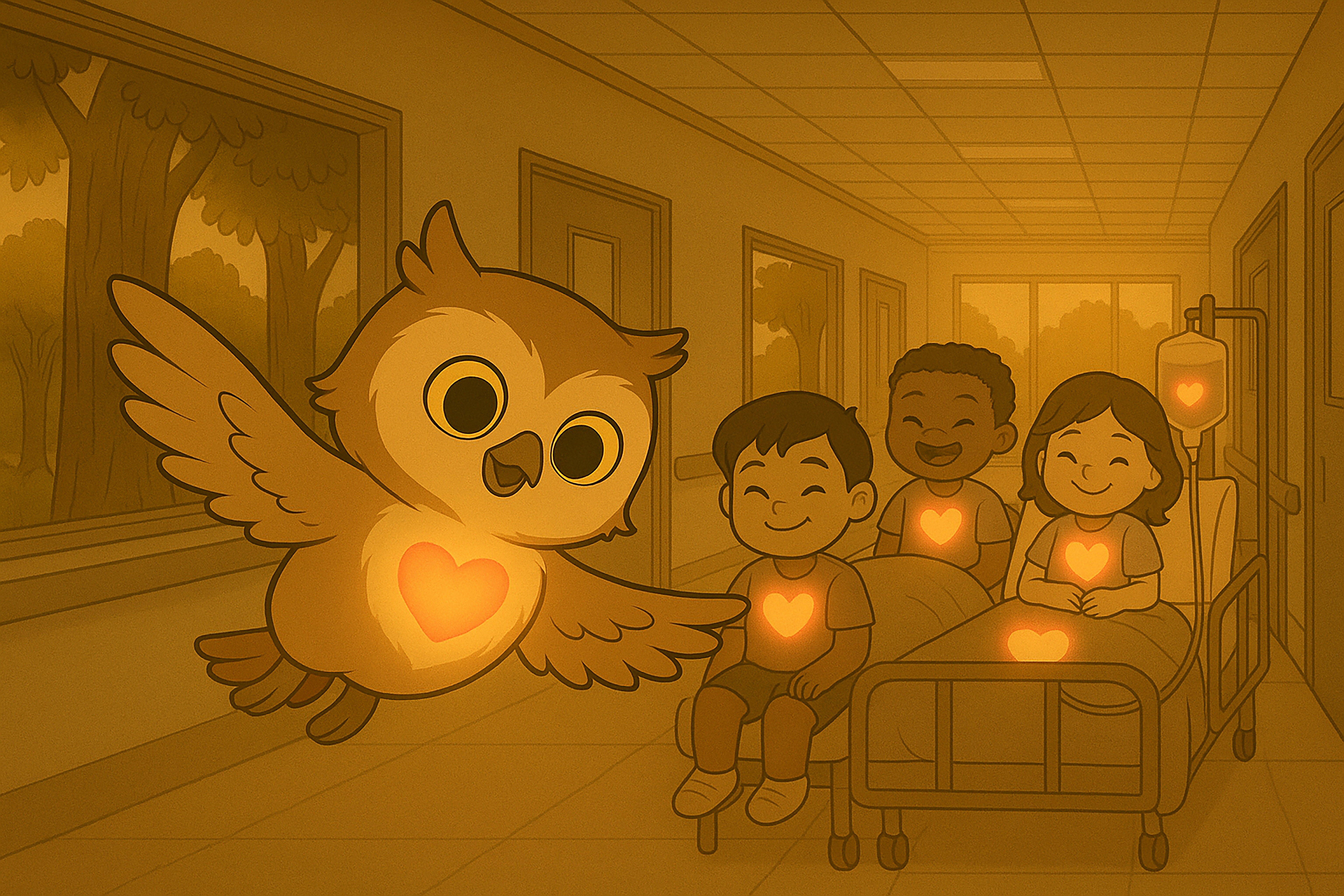 Lil’ Owl storybook hospital scene